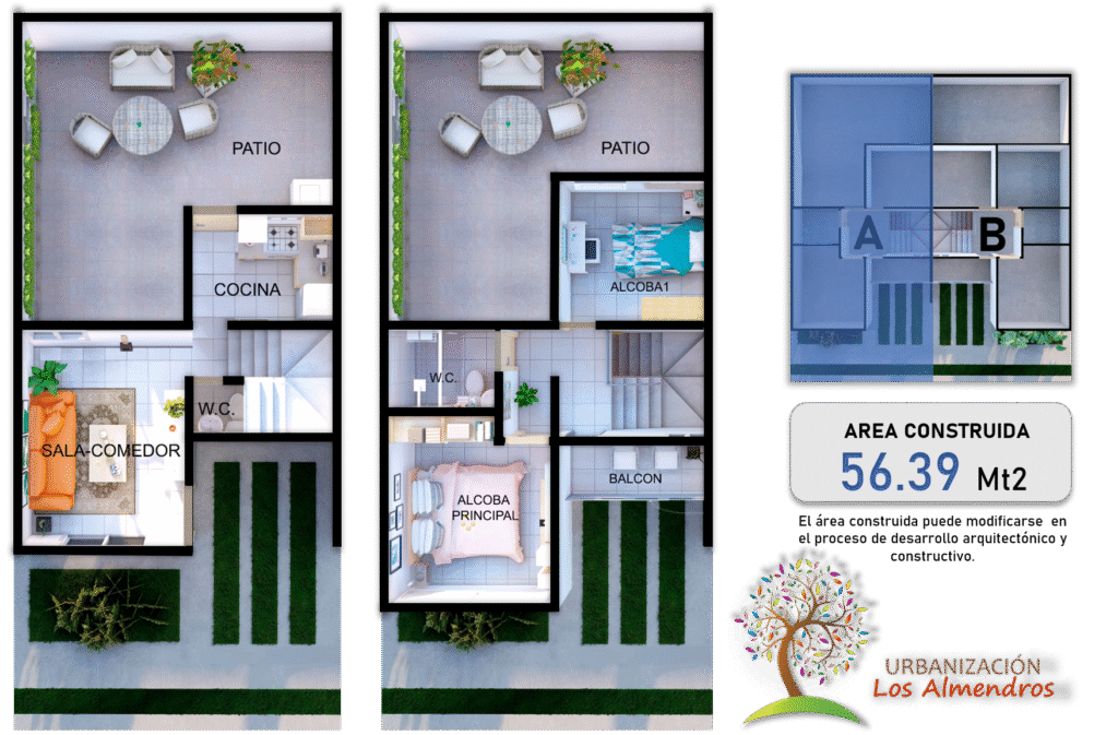 Plano Casa tipo A Urbanización Los Almendros